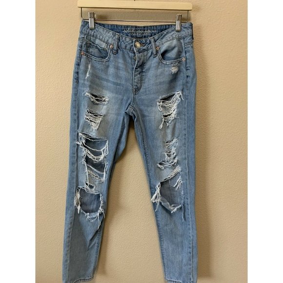 American Eagle Tomgirl S Distressed Women's Jeans - Picture 1 of 8